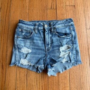 American Eagle Outfitters Light Blue Distressed Denim Shorts